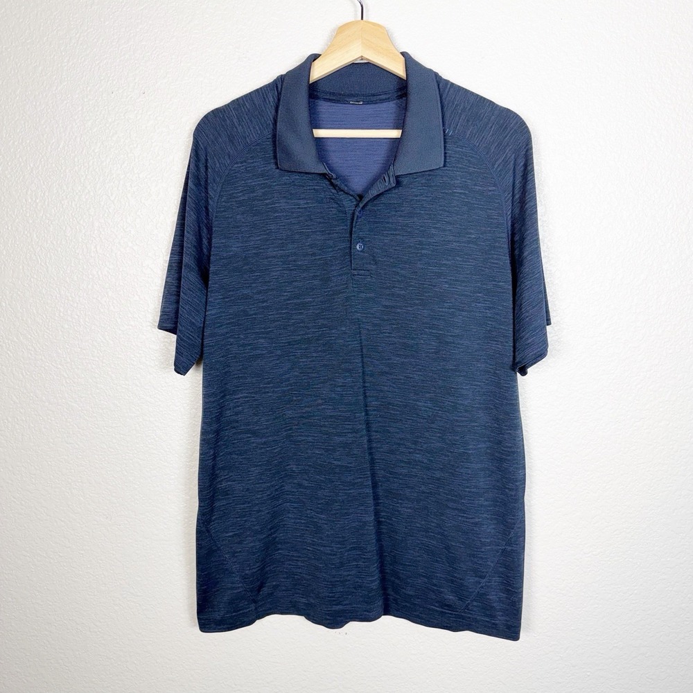 Lululemon Size Large Mens Metal Vent Tech Performance Polo Shirt in Navy Blue